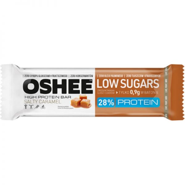 Oshee low in sugar 28% protein bar salted caramel