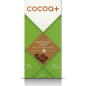 Cocoa+ hazelnut crisp milk chocolate bar