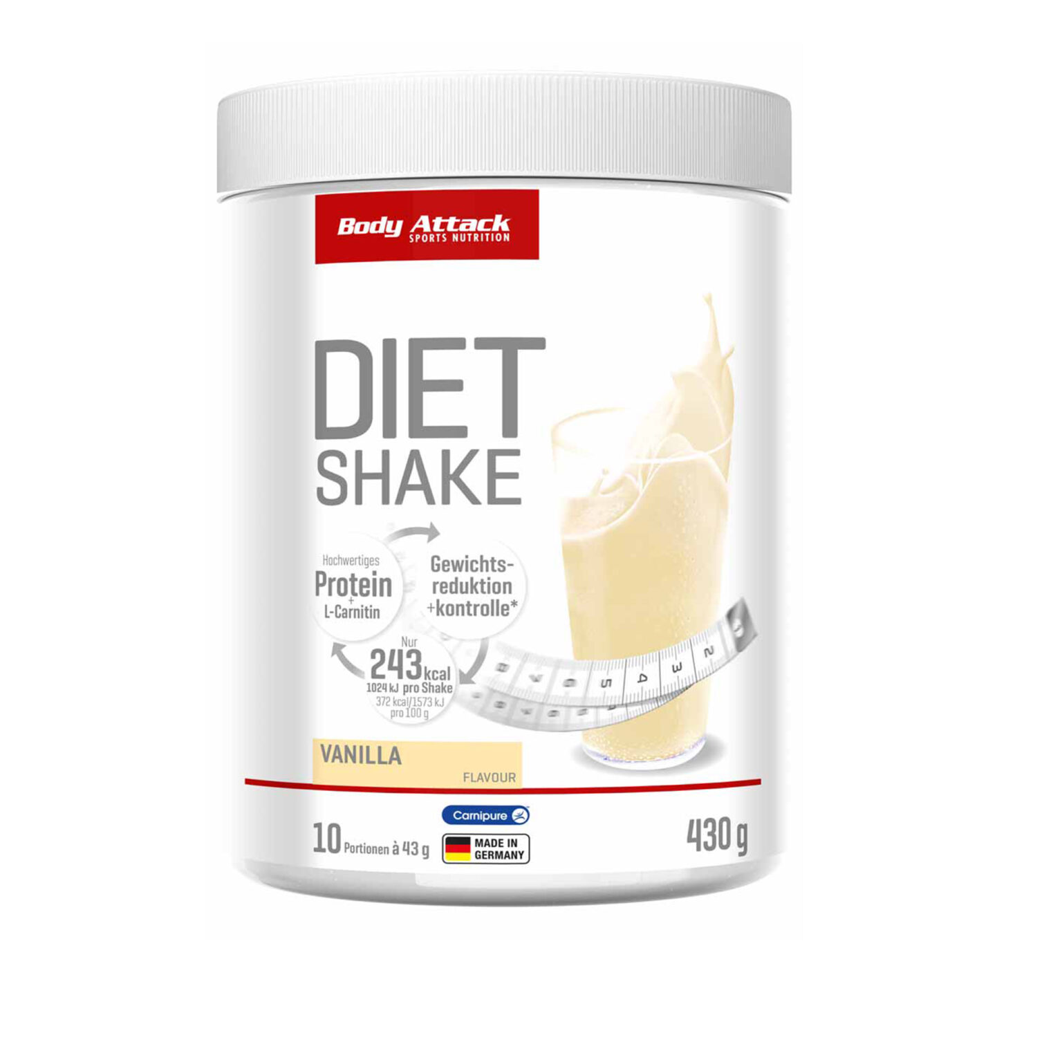 Body Attack Diet Shake Vanilla 430g Protein Malta