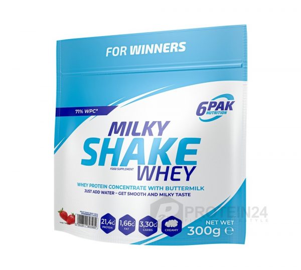 6PAK Milky shake whey protein concentrate with buttermilk. Strawberry flavour