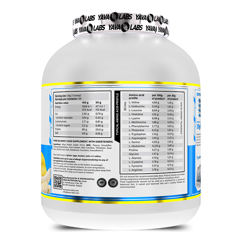 Yava Labs Pure Iso Whey Vanilla Ice Cream 2Kg