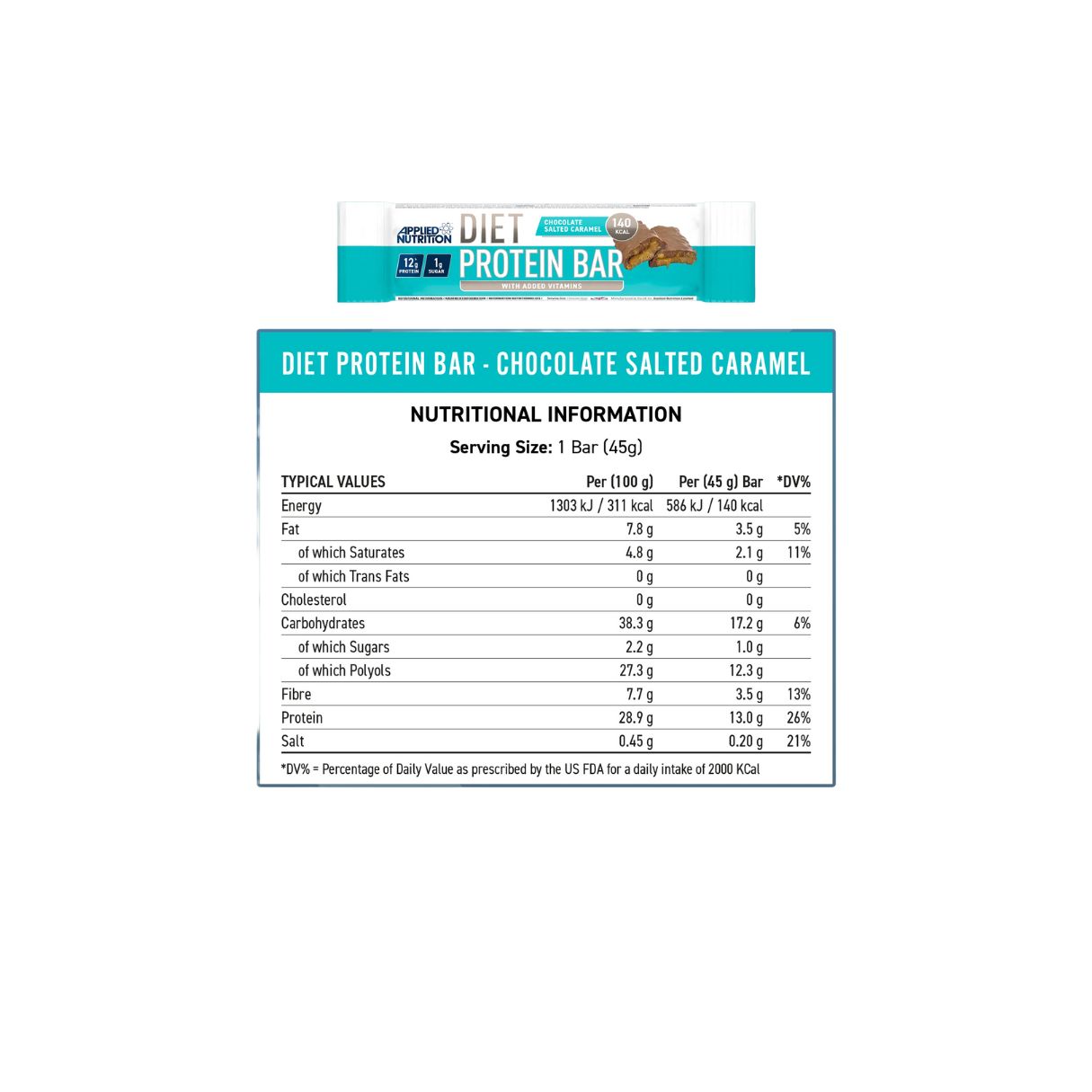 Applied Nutrition Diet Protein Bar Salted Caramel 45g