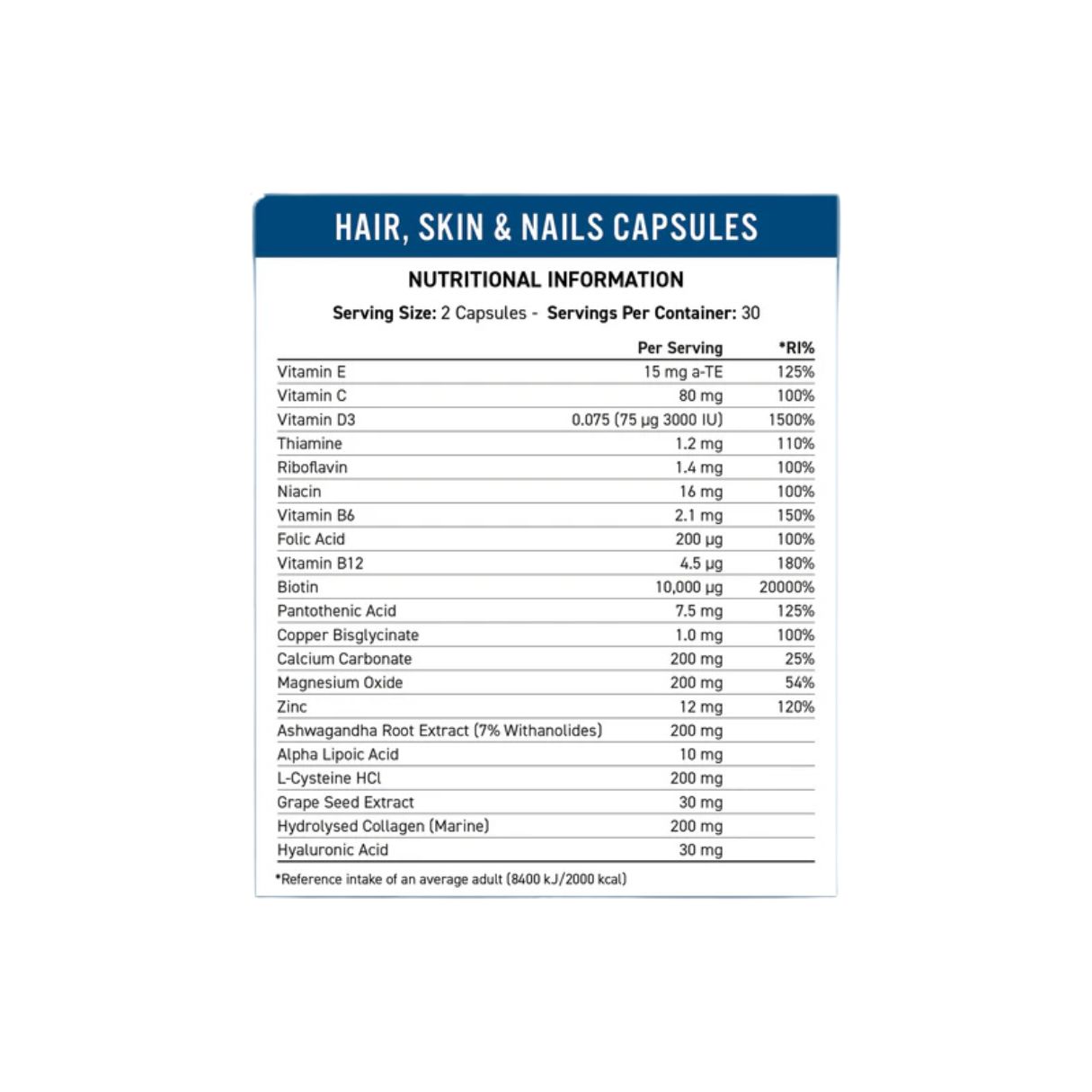 Applied Nutrition Hair Nails & Skin 60caps