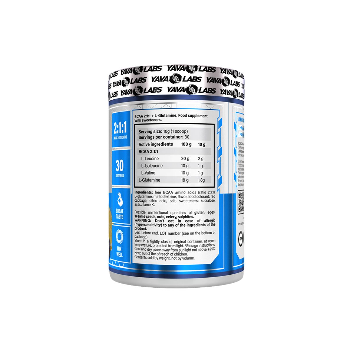 Yava Labs BCAA 211 + L-Glutamine Orange 300g