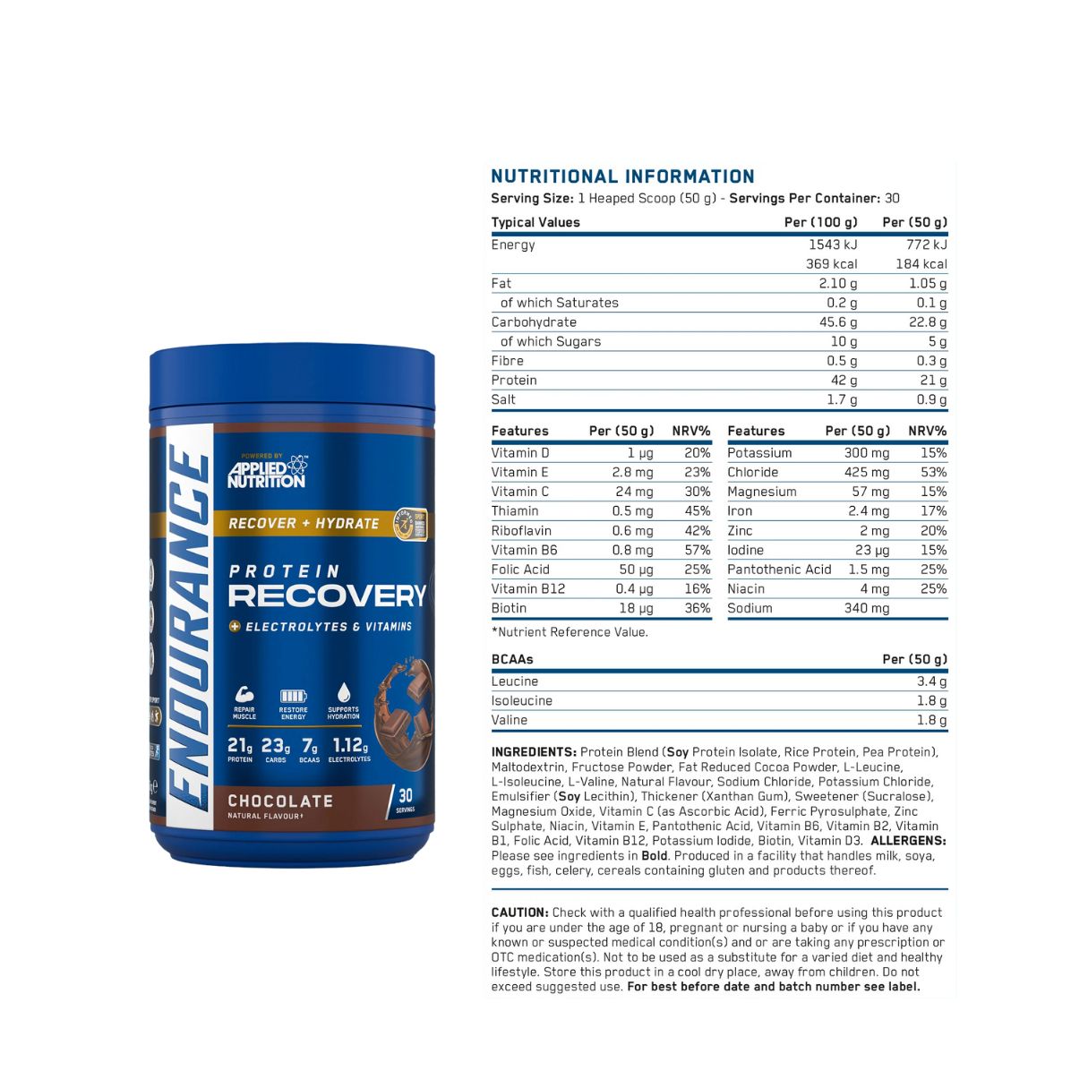 Applied Nutrition Fuel Recovery Chocolate 1.5 Kg