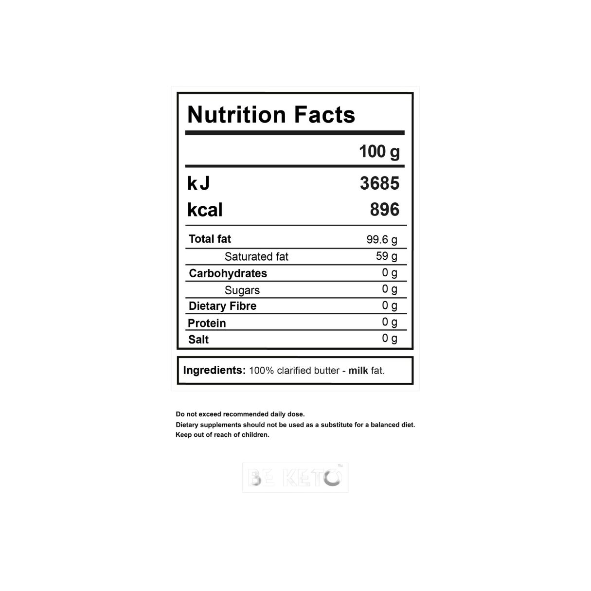 BeKeto Ghee Butter 240gm