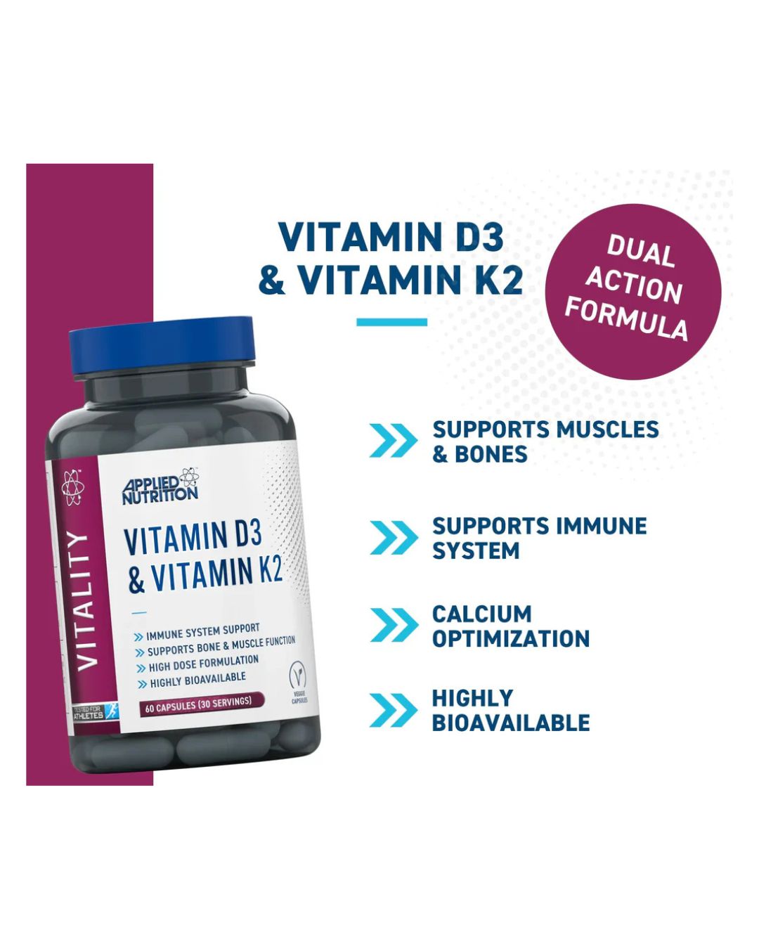 Applied Nutrition Vitality Vitamin D3 & Vitamin K2