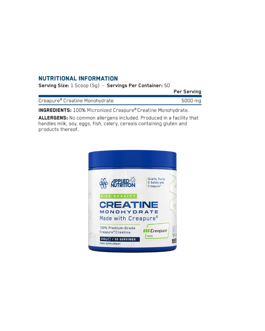 Applied Nutrition Creatine Monohydrate Creapure 250g